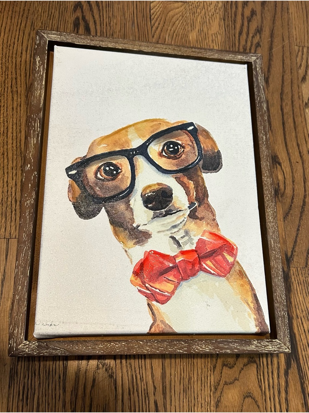 Pier 1 Playful Pup Canvas Art - Brown, hound with glasses and bow tie